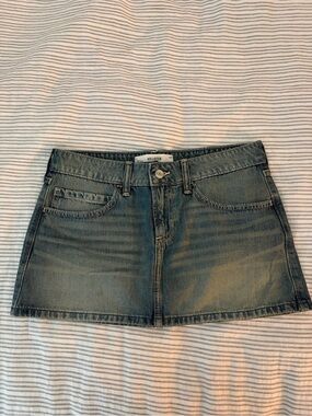 Hollister Washed Blue Denim Mini Skirt